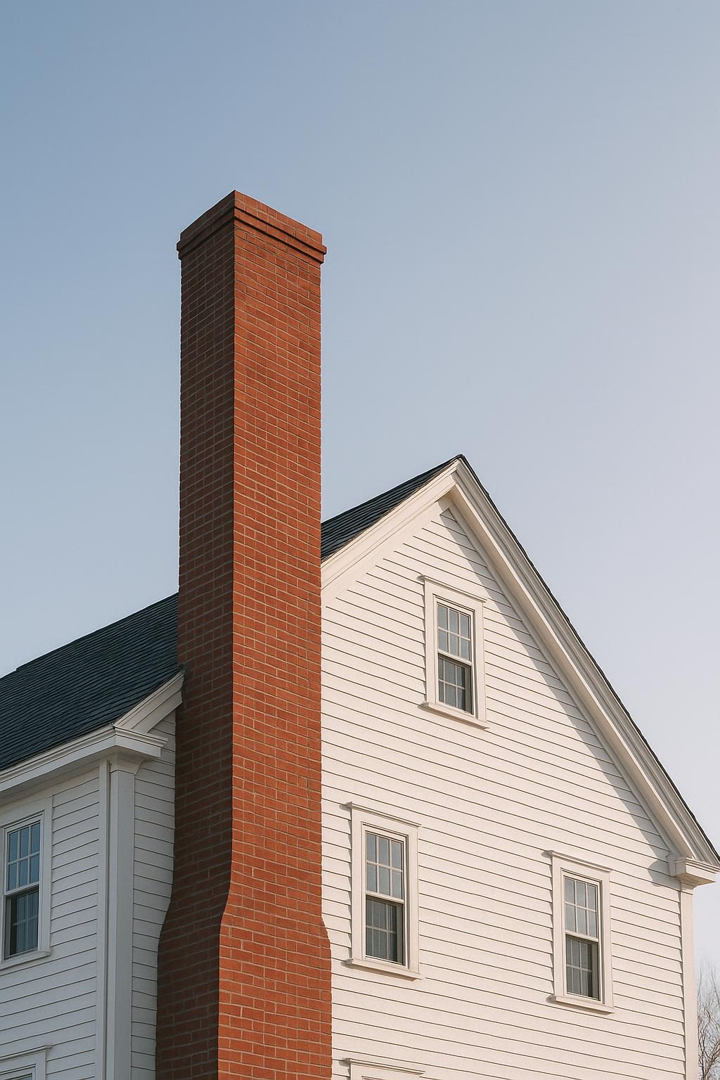 Brick chimney on a colonial house (illustration)
